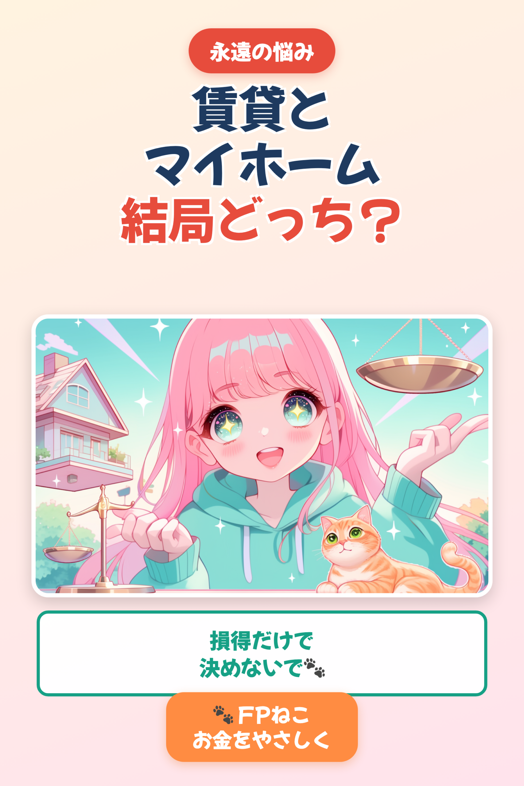 賃貸 vs マイホーム｜後悔しない選び方をFPが解説【FPねこ】