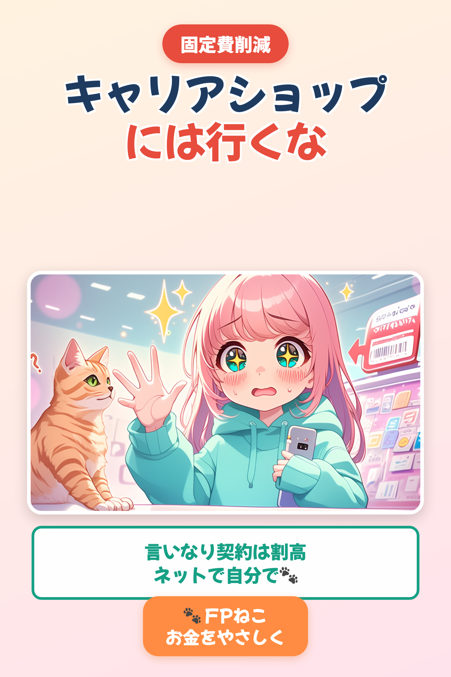 キャリアショップには行くな｜言いなり契約が割高な理由【FPねこ】｜Pinterest用