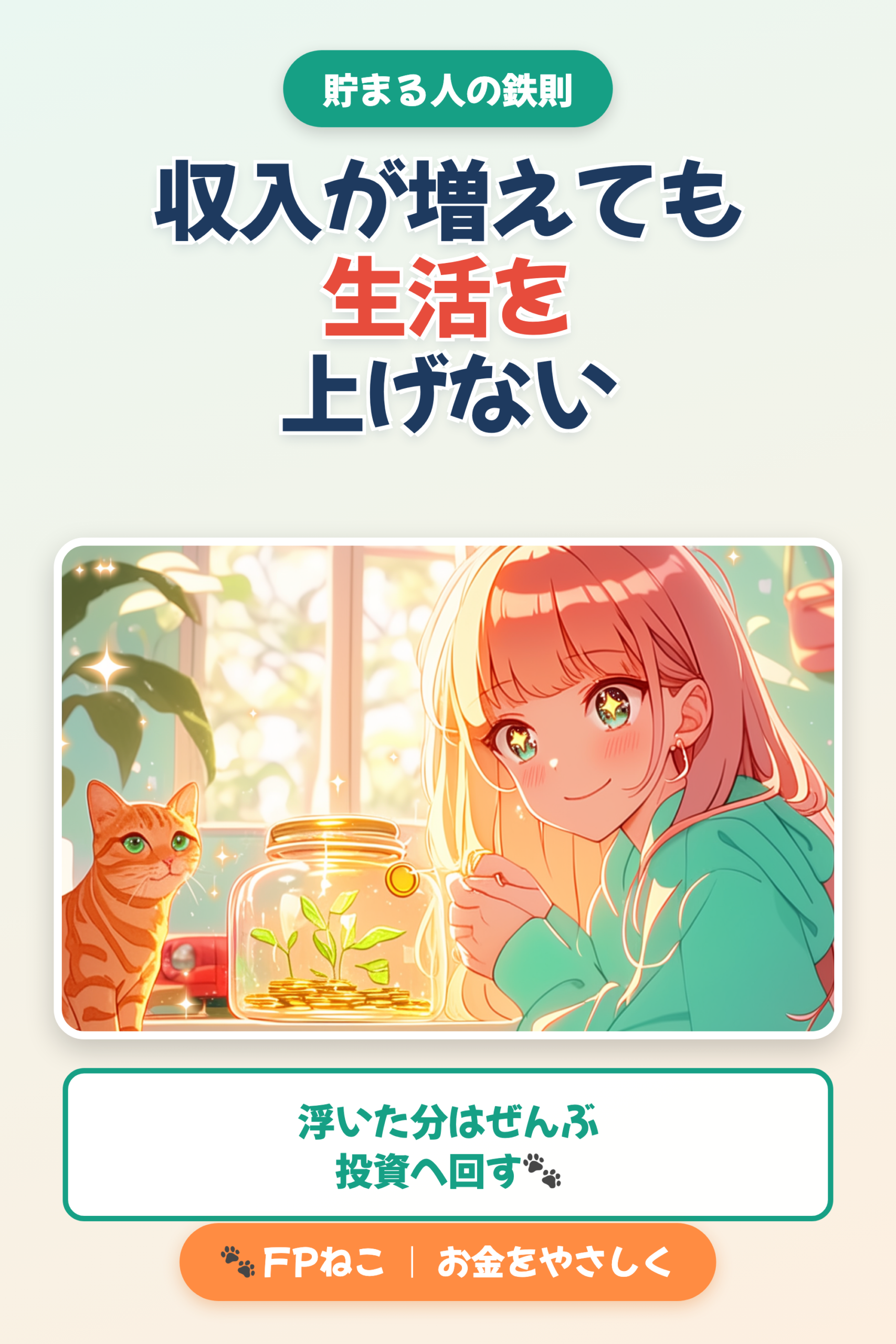 収入が増えても生活レベルを上げない｜FPねこ